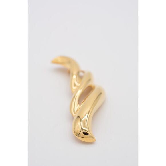 Givenchy Vintage Pin Brooch 4" Large Gold Tone Abstract Wave Chunky Signed BinAT - Picture 10 of 12